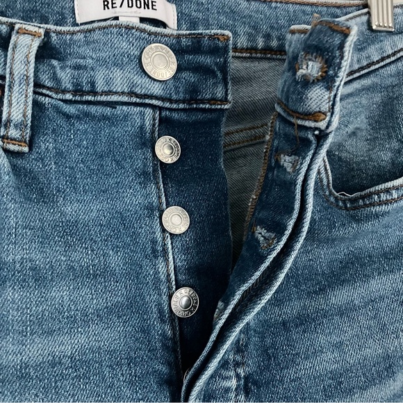 Re/Done ReDone Denim Jeans 90S High Rise Ankle Crop Button Fly Womens' Size 28 - Picture 4 of 9